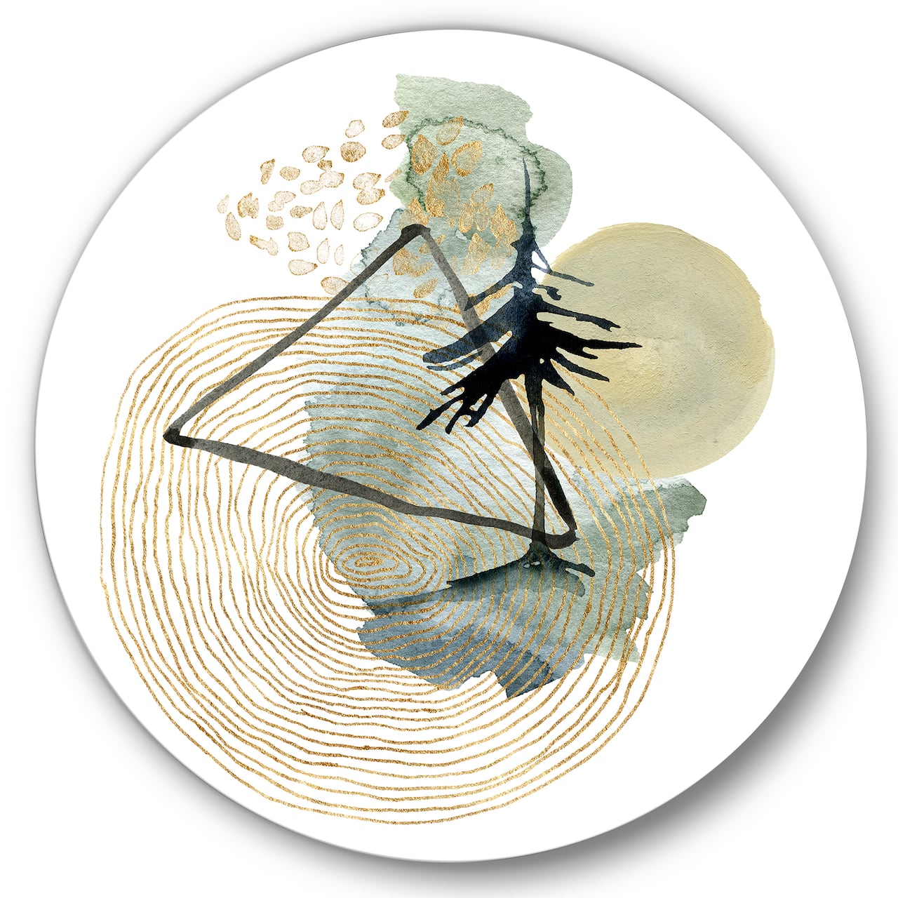 Designart - Abstract Landscape Of Mountains Moon and Tree - Mid-Century Modern Metal Circle Wall Art